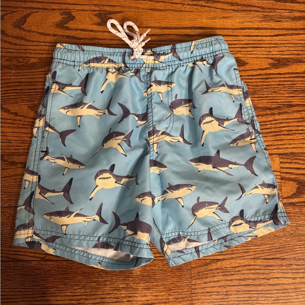 Shark Print Kids Swim Trunks Shorts